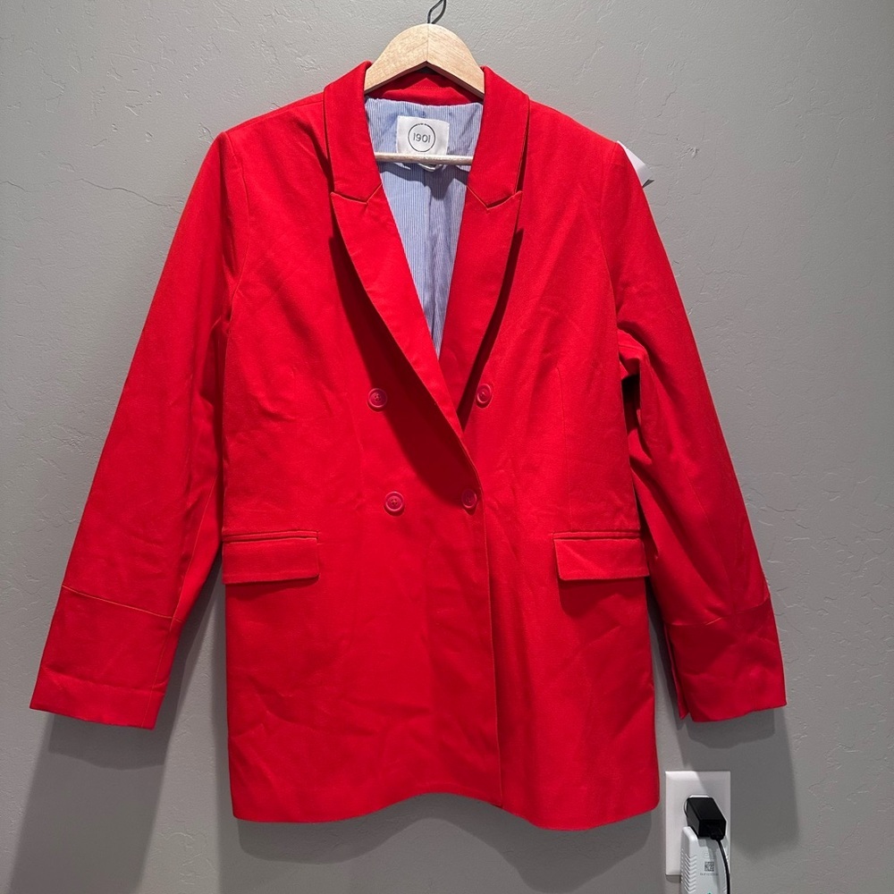 1901 Women's Double Breasted Red Blazer‎ Size 18